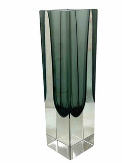 Vase Sommerso Mandruzzato en verre de Murano noir et transparent