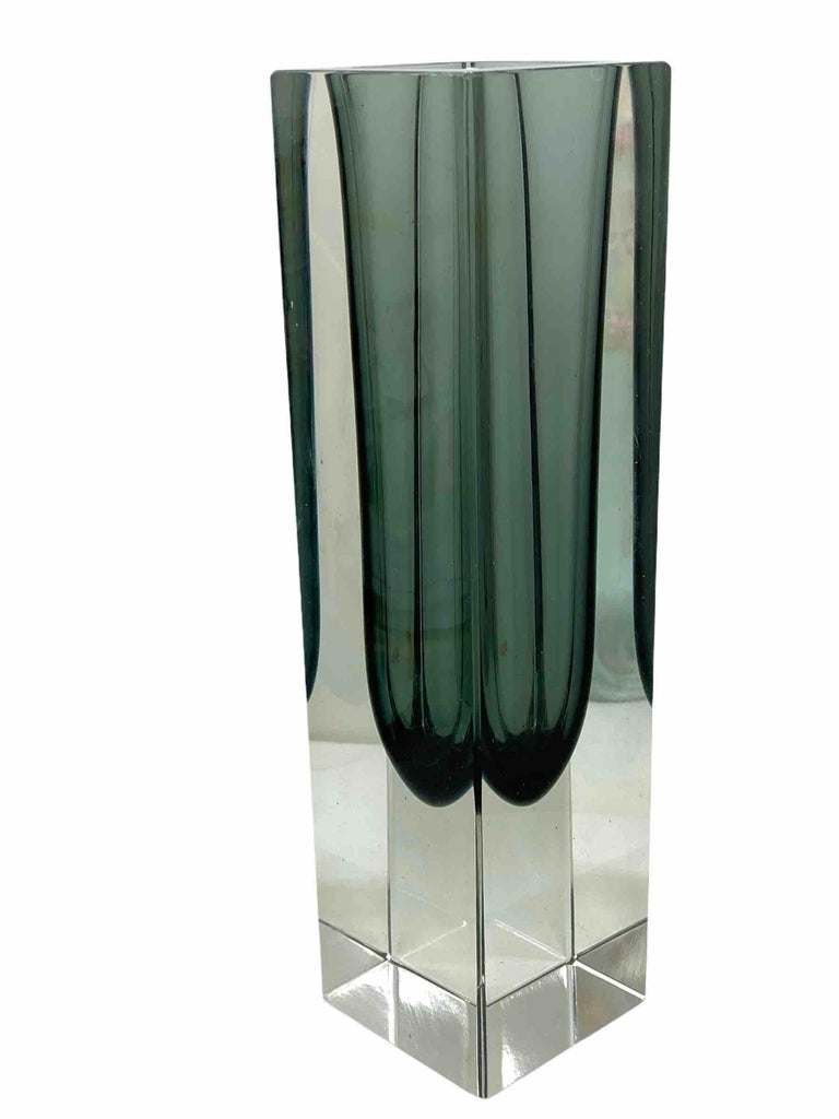 Mandruzzato Black and Clear Murano Glass Sommerso Block Vase For Sale at  1stDibs