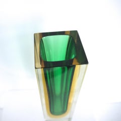 Mandruzzato Block Murano Pillar Vase, Attributed to Flavio Poli, Mid-1960s
