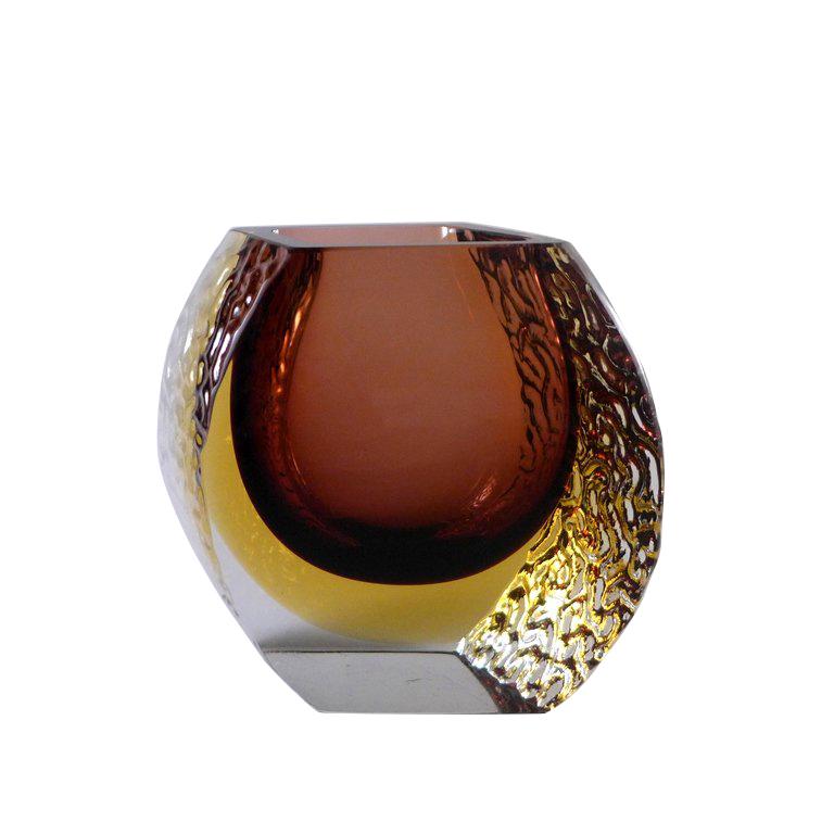 Mandruzzato Designed Murano Sommerso Glass Vase For Sale