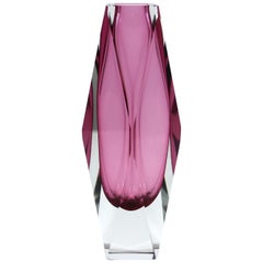 Mandruzzato Italian Modern Sommerso Glass Vase in Pink