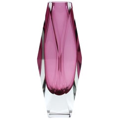 Mandruzzato Italienische Moderne Sommerso Glasvase in Rosa