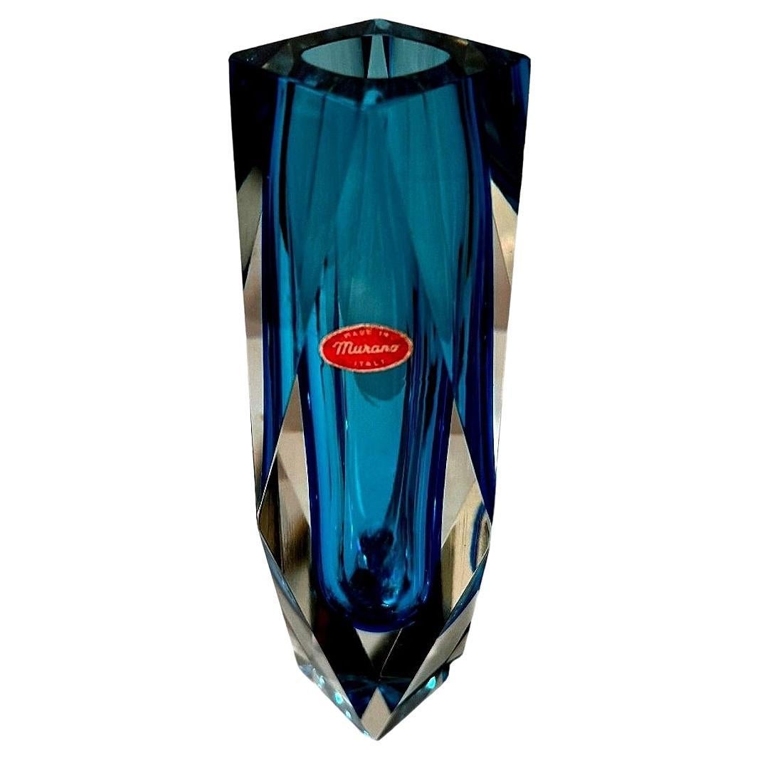 Mandruzzato Murano Attributed Colored And Faceted Submerged Glass Vase