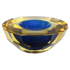 Mandruzzato Murano Glass Faceted Sommerso Votive Bowl