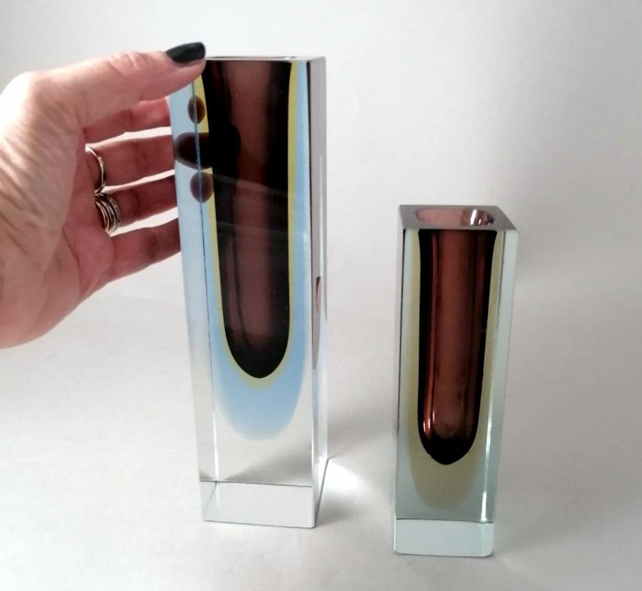 Mandruzzato Murano-Vasen „Sommerso“ aus farbigem Glas, Paar im Angebot 8