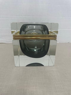 Mandruzzato Murano sommerso smoke gray art class casket box