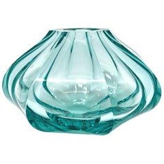 Mandruzzato Petrol Color Murano Glass Sommerso Bulb Tower Vase