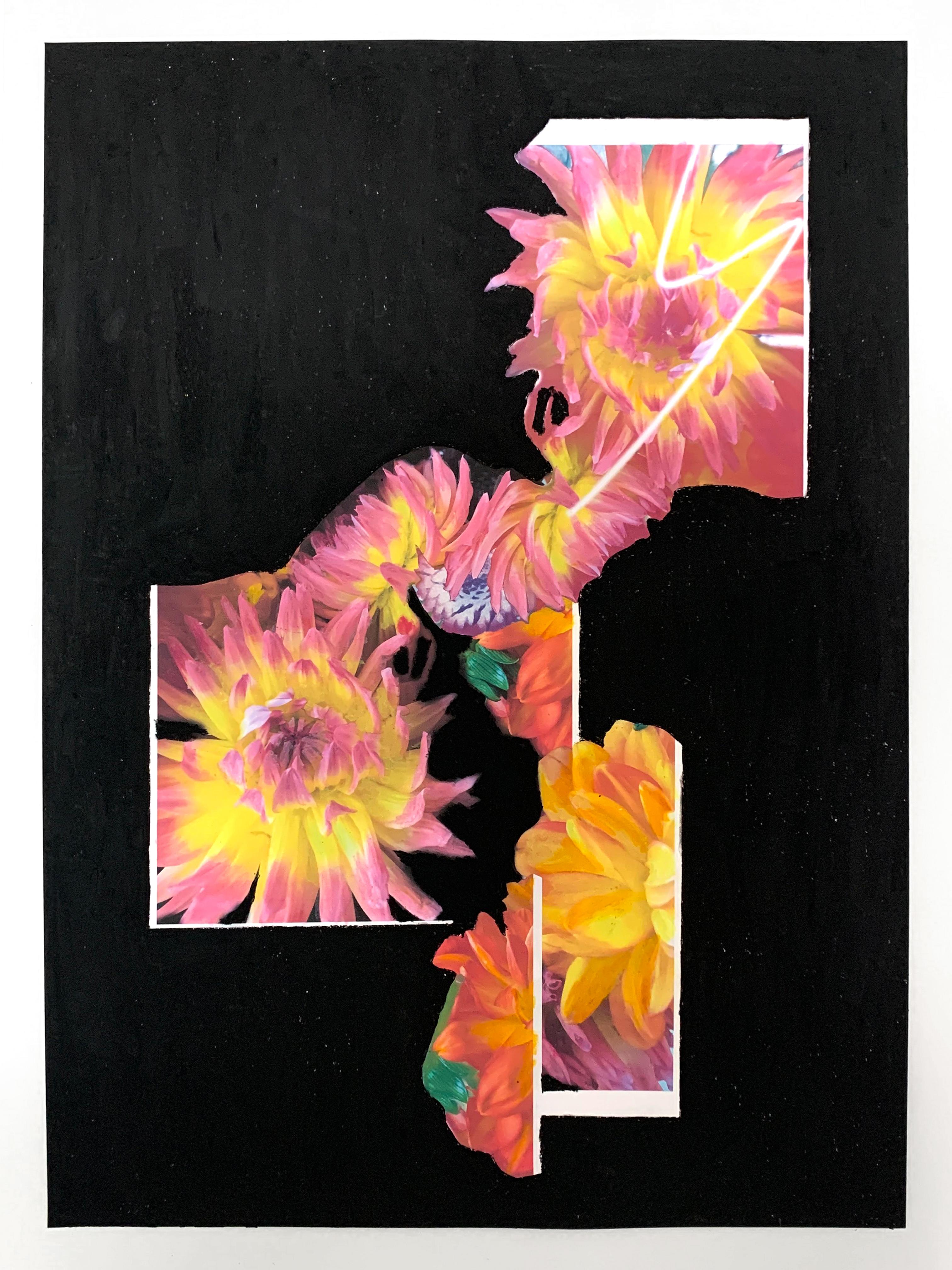 Still Life with Flowers 6, Collage on paper with oil pastels, 42 x 59.4 cm, 2021 - Mixed Media Art by Mandy Franca
