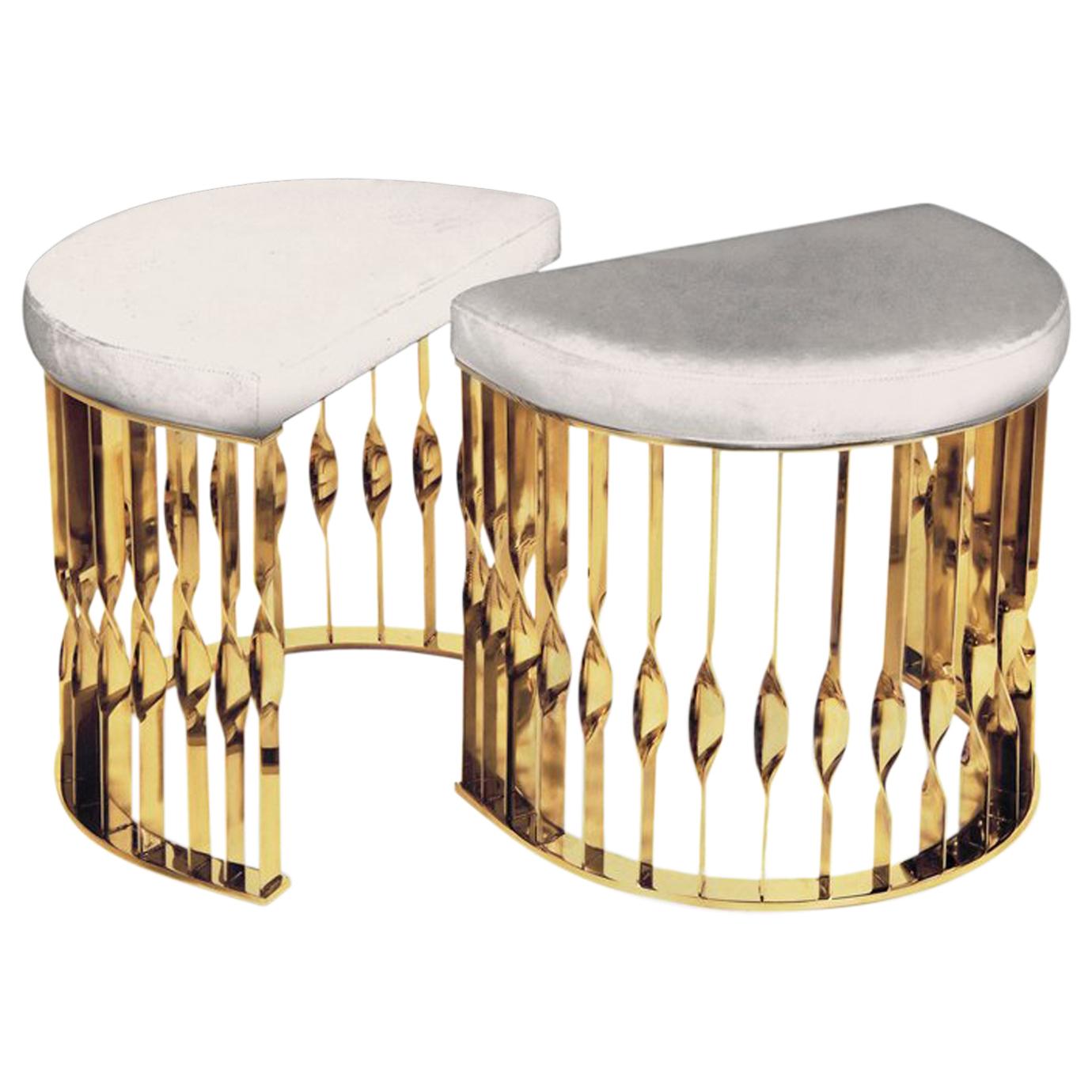 Mandy I Stool in Polished Brass For Sale