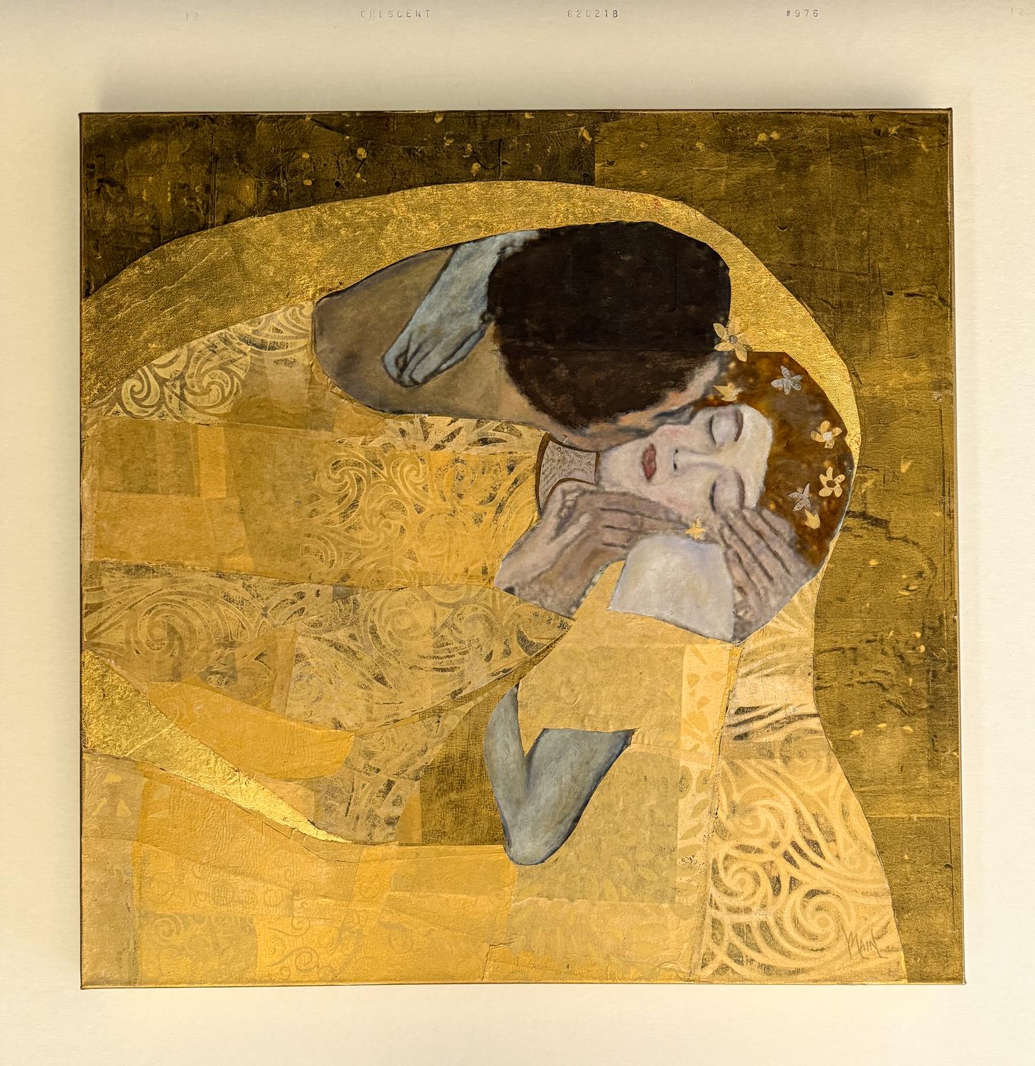 <p>Kommentare des KÃ¼nstlers<br>Eine romantische Collage, inspiriert von Gustav Klimts ikonischem GemÃ¼lde, zeigt ein Paar in gemusterten goldenen GewÃ€ndern. Der schimmernde Hintergrund schafft eine ätherische und intime