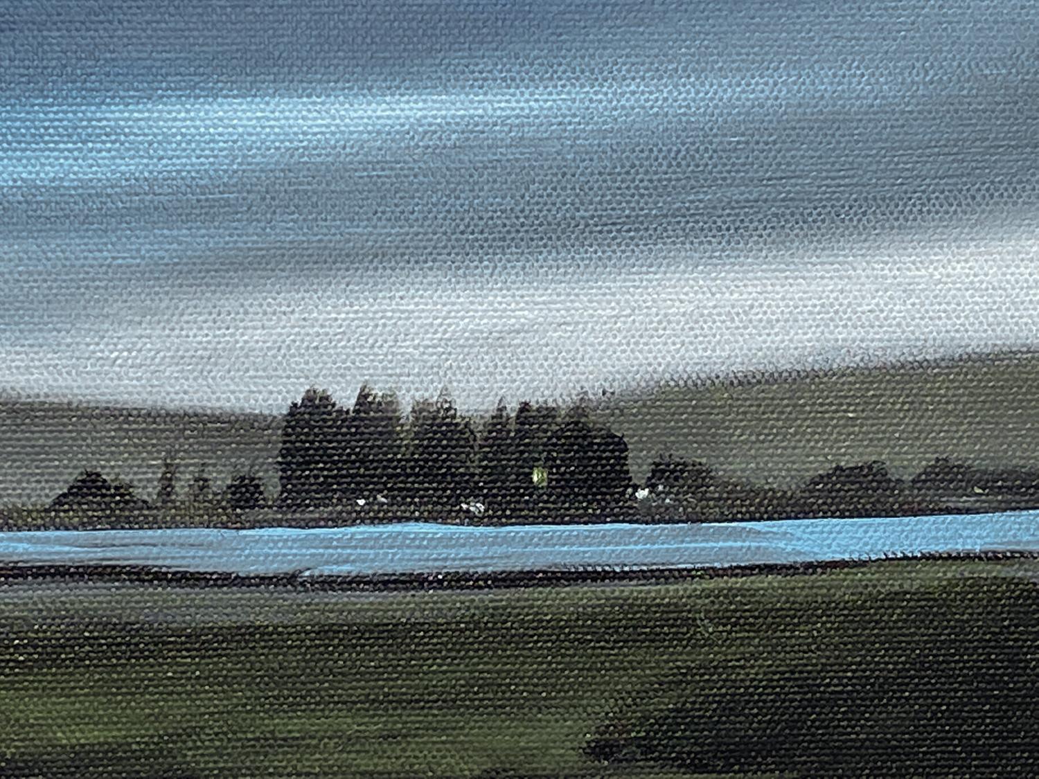 Bliss, peinture à l'huile - Bleu Landscape Painting par Mandy Main
