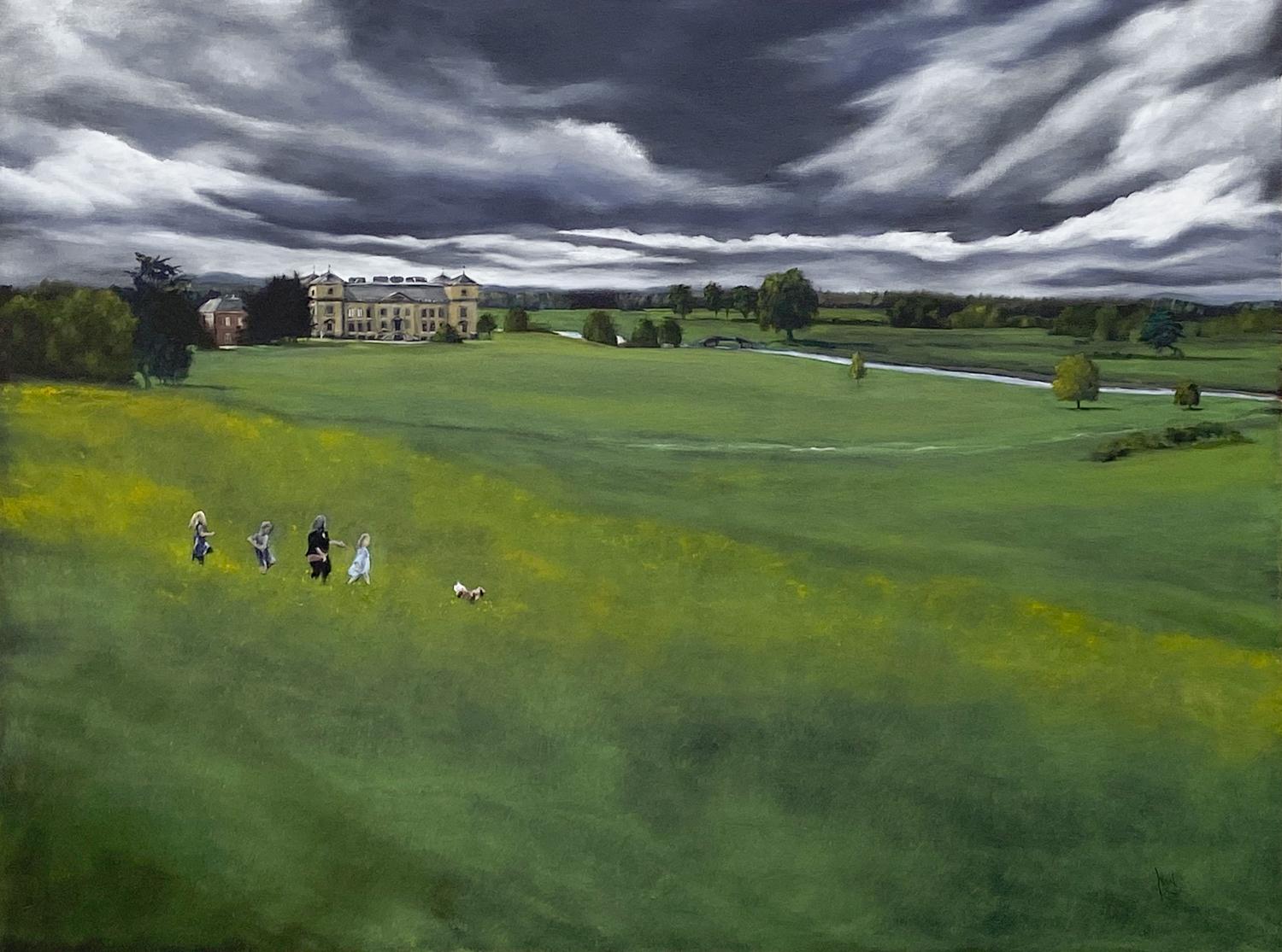 Mandy Main Landscape Painting – Chasing Lancelot, Ölgemälde