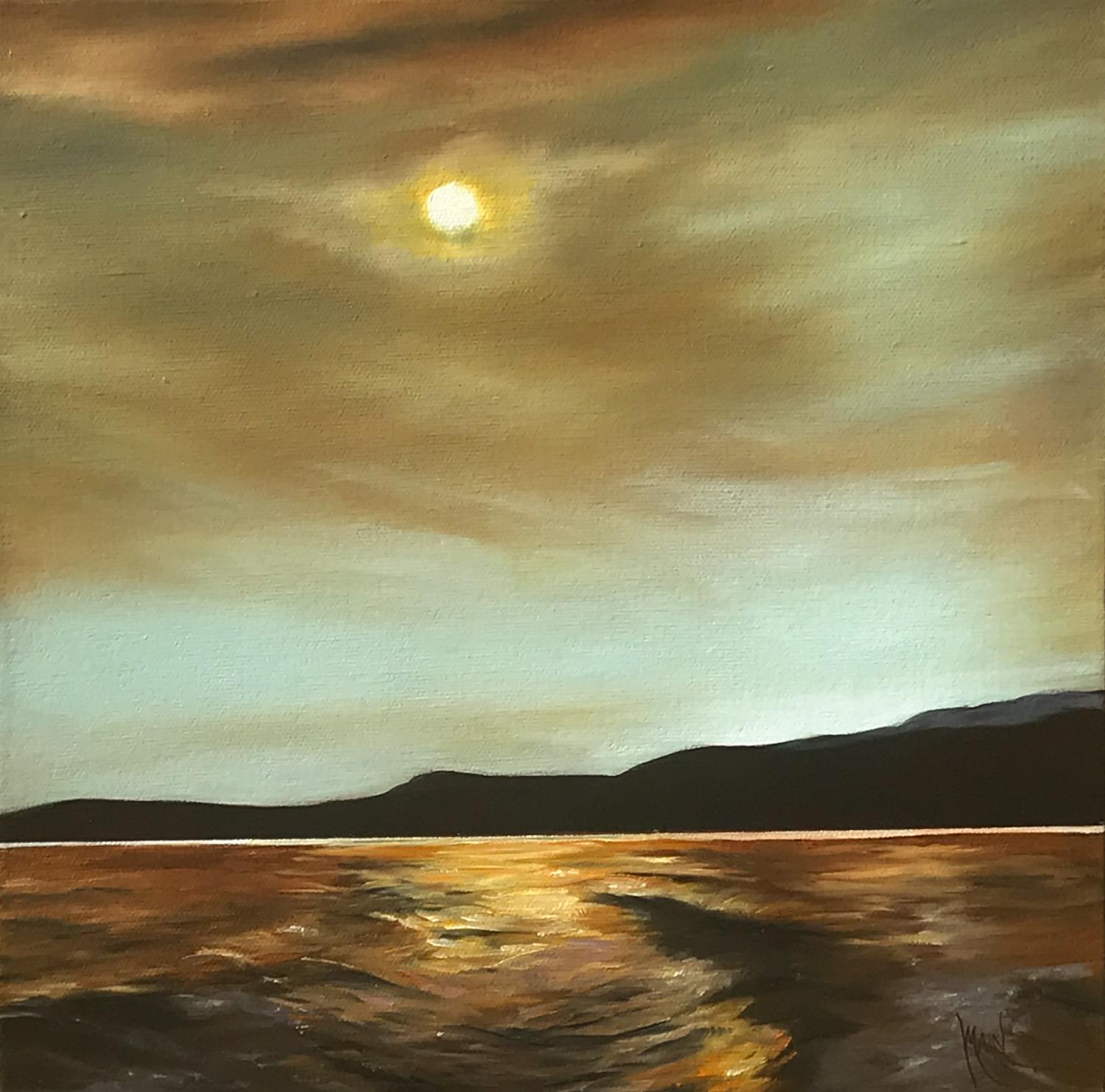Mandy Main Landscape Painting - Copper Sunset, Oil Painting
