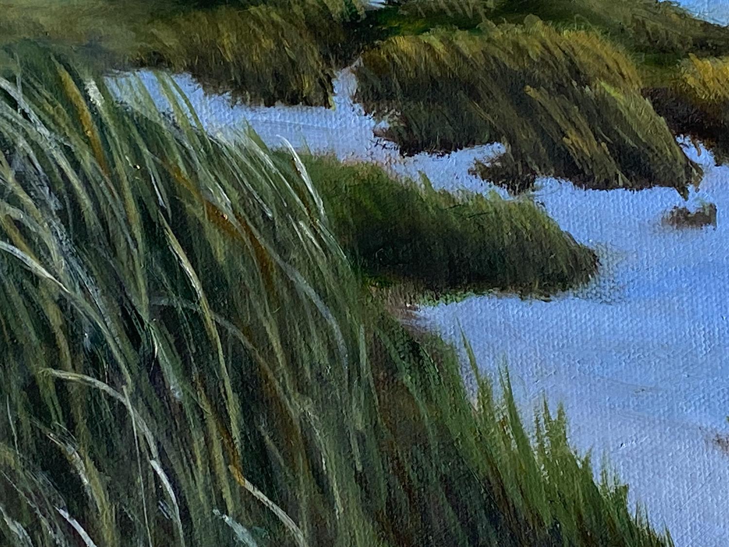 <p>Kommentare des Künstlers<br>Dieses Gemälde fängt einen ruhigen Strand ein, der von warmem Licht erfüllt ist. Im Vordergrund fangen üppige Gräser das Licht der untergehenden Sonne ein, während sich das Wasser hinter den Dünen sanft in Nebel