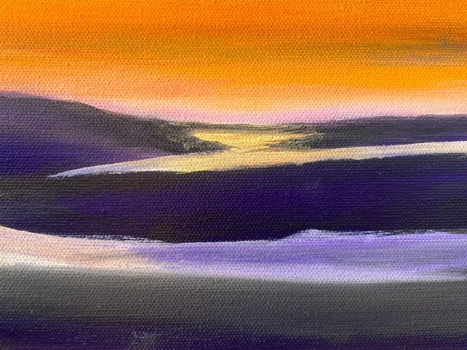Puesta de sol de espectro total, Pintura al óleo - Landscape Painting Negro de Mandy Main
