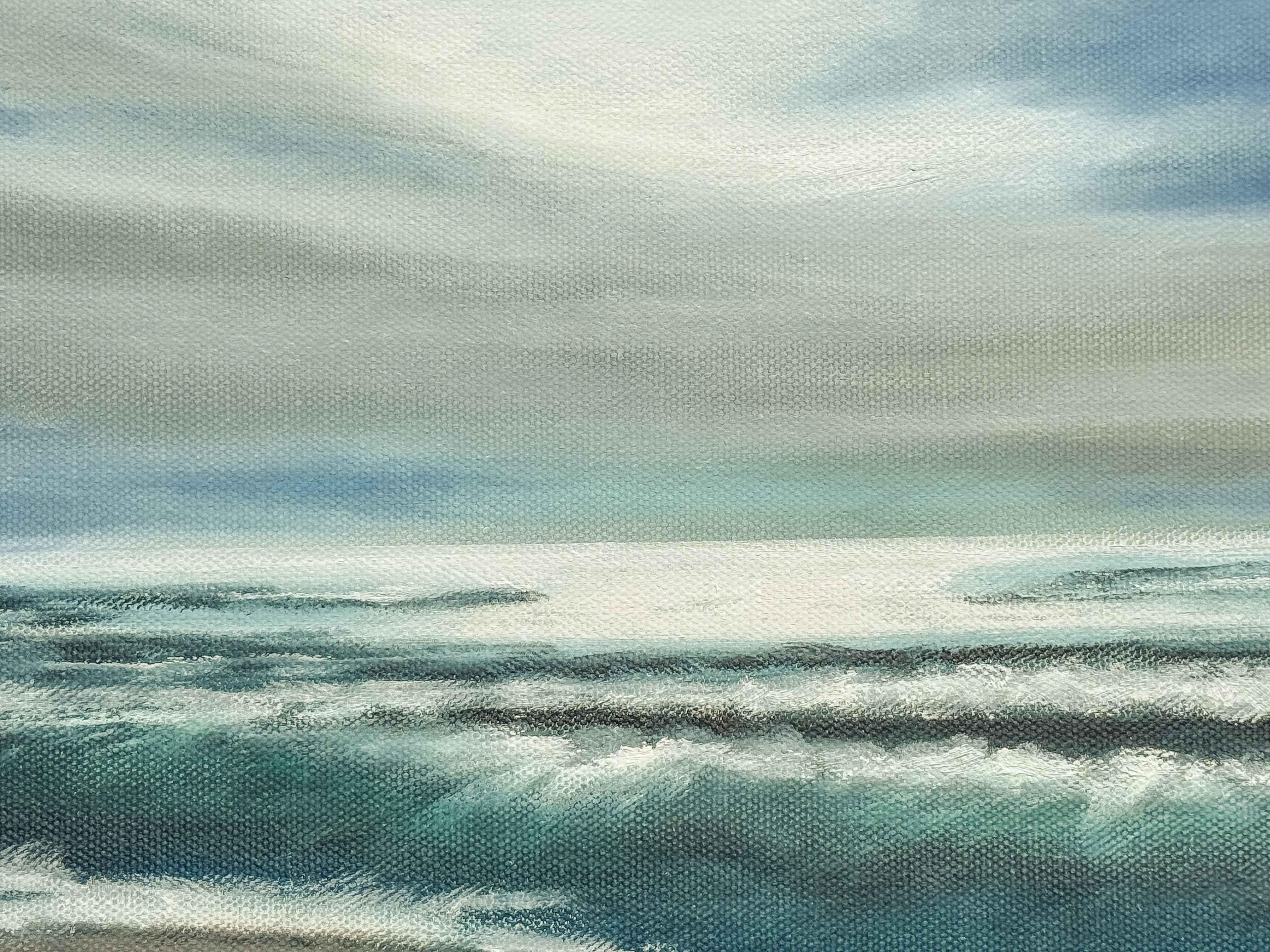 Luminance, peinture à l'huile - Gris Landscape Painting par Mandy Main