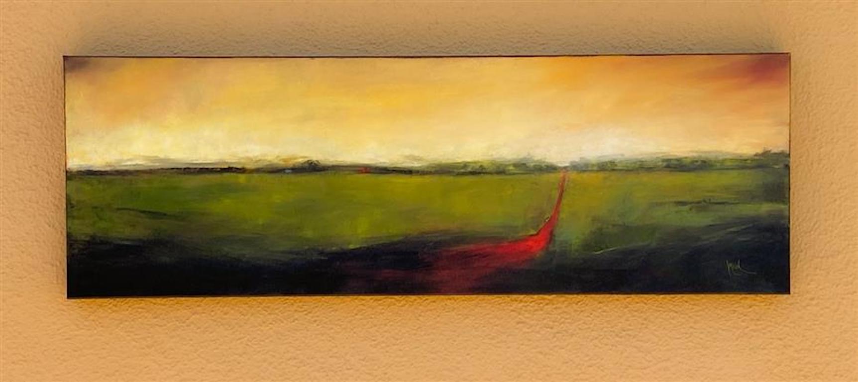 <p>Artist Comments<br />A scarlet road moves forward into the distance through a soft-focused countryside creating a contemporary atmospheric landscape. 