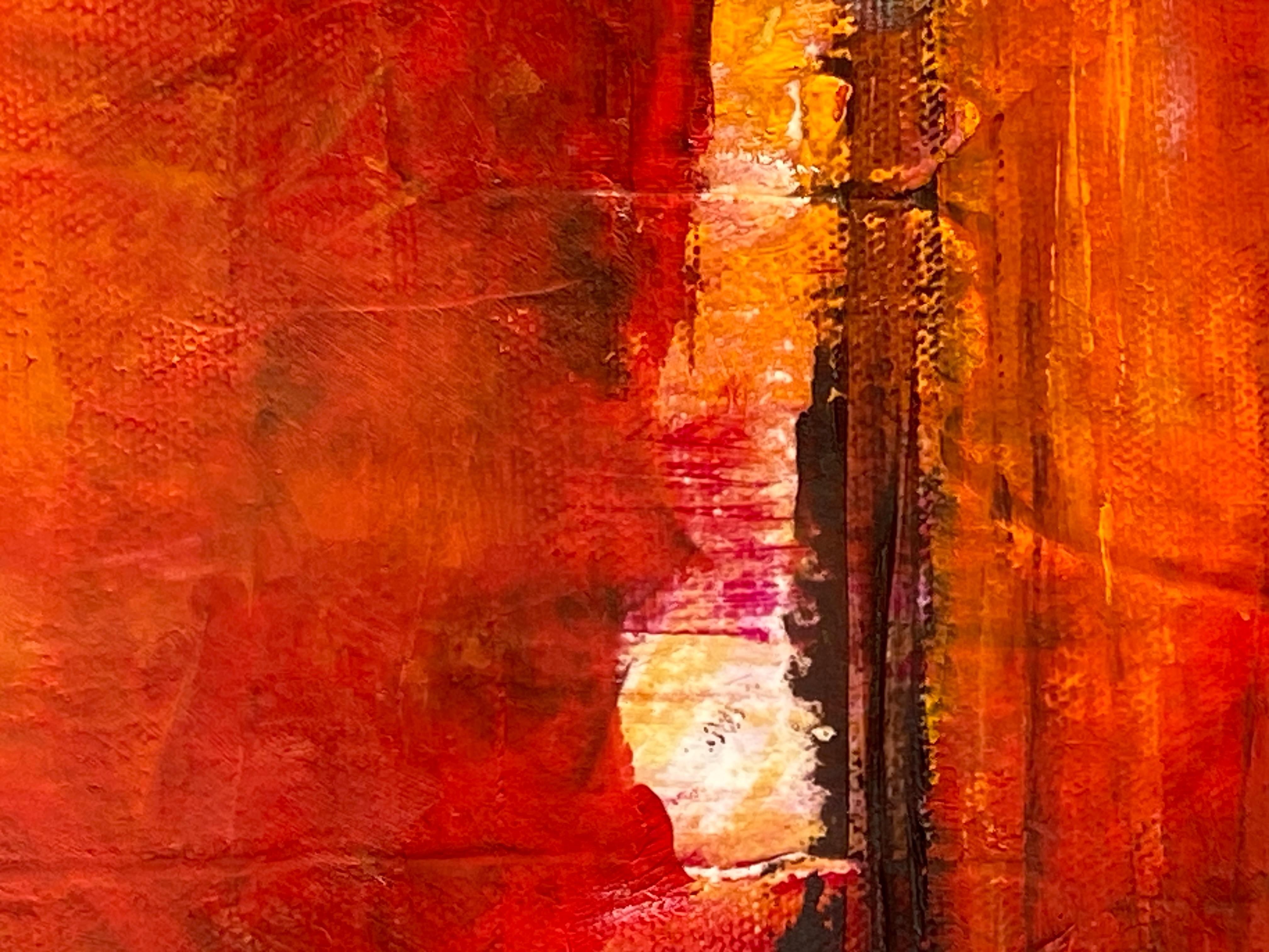 Cielo rosso di notte, pittura ad olio astratta - Abstract Painting Rosso di Mandy Main