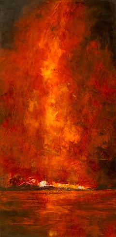 Red Sky at Night, Abstract Oil Painting