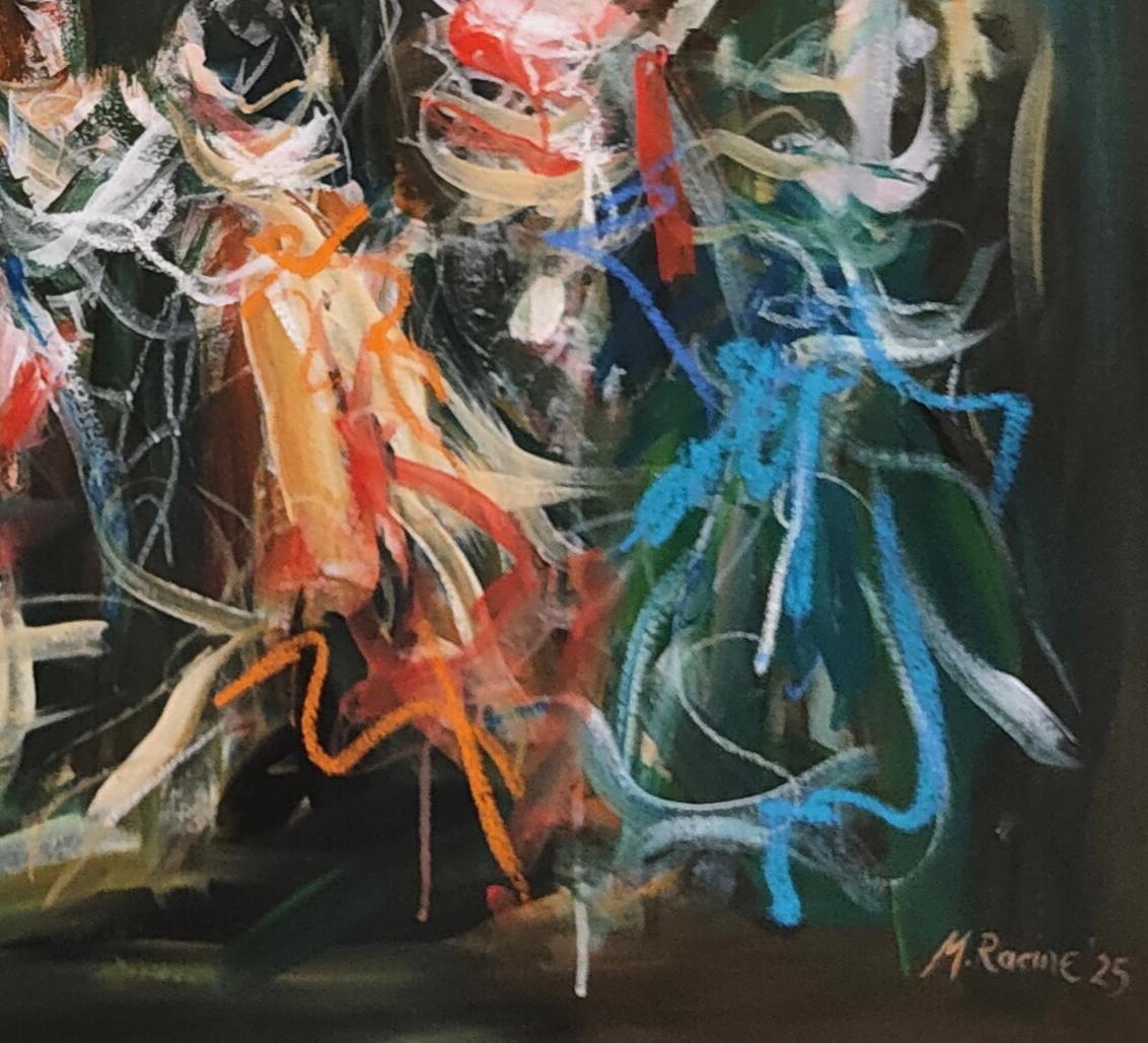 Portrait figuratif abstrait avec peinture Drip_Among Friends par Mandy Racine en vente 6