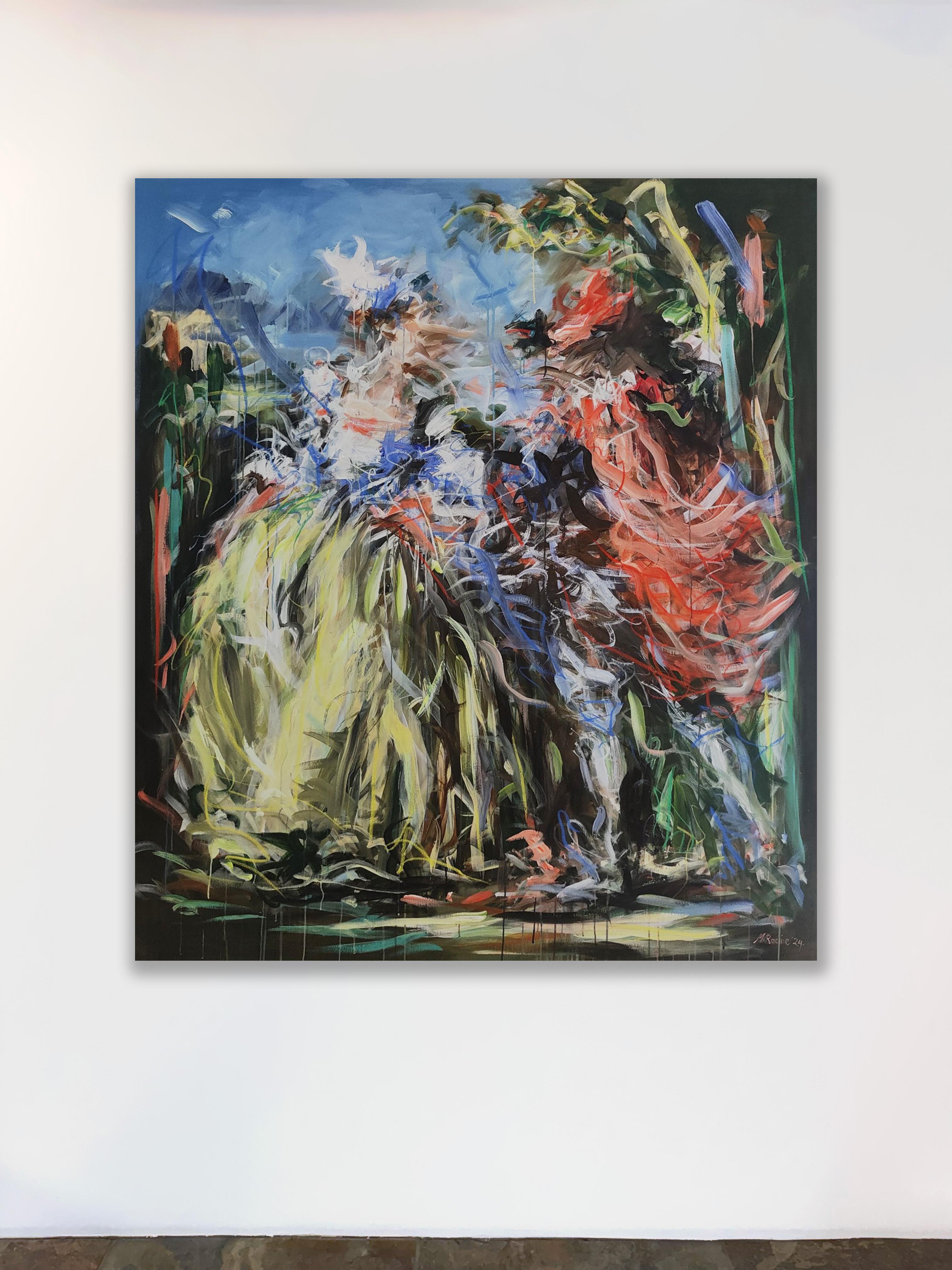 Portrait figuratif abstrait avec peinture Drip_Let's Dance de Mandy Racine en vente 2