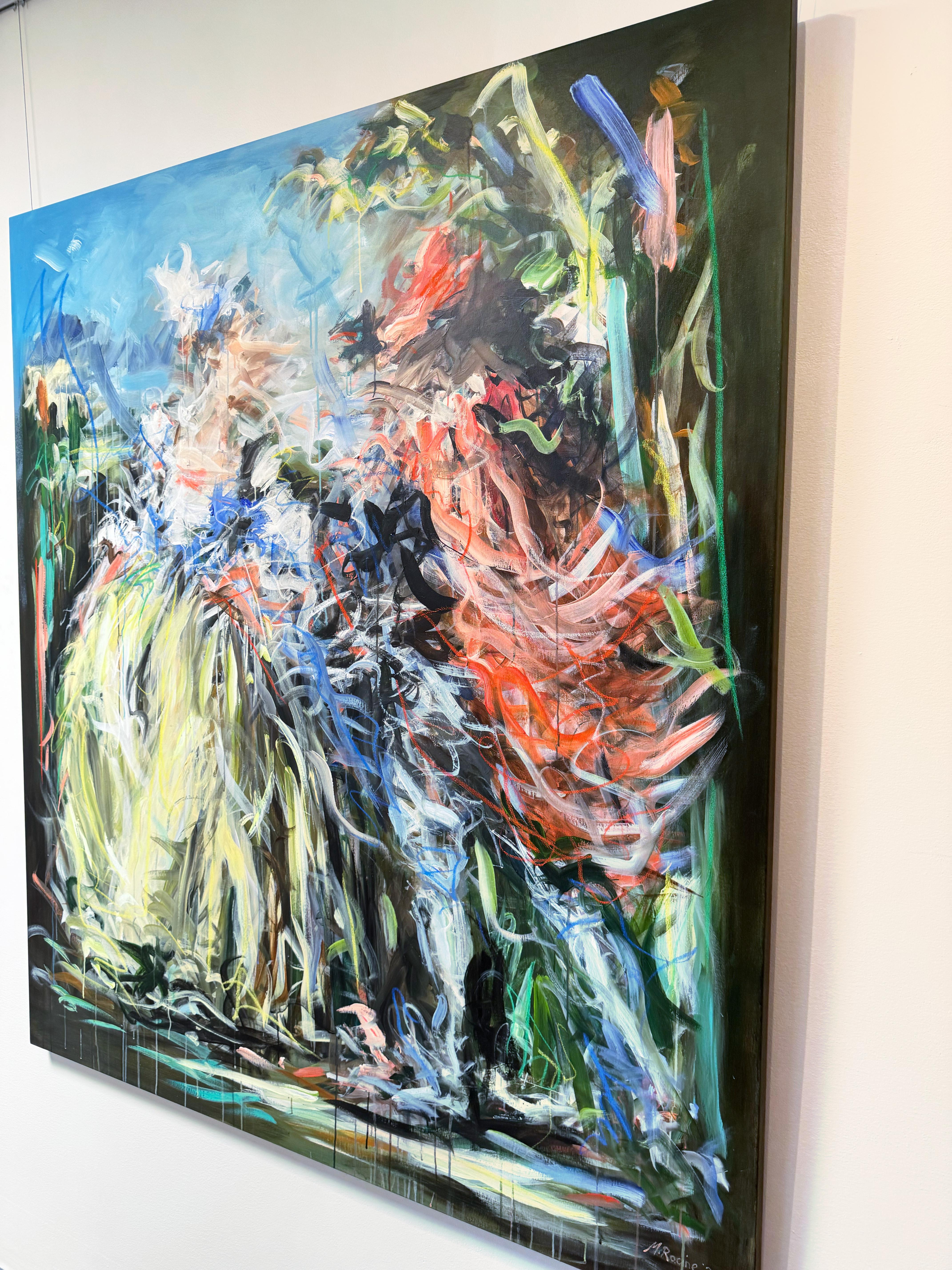 Portrait figuratif abstrait avec peinture Drip_Let's Dance de Mandy Racine en vente 1