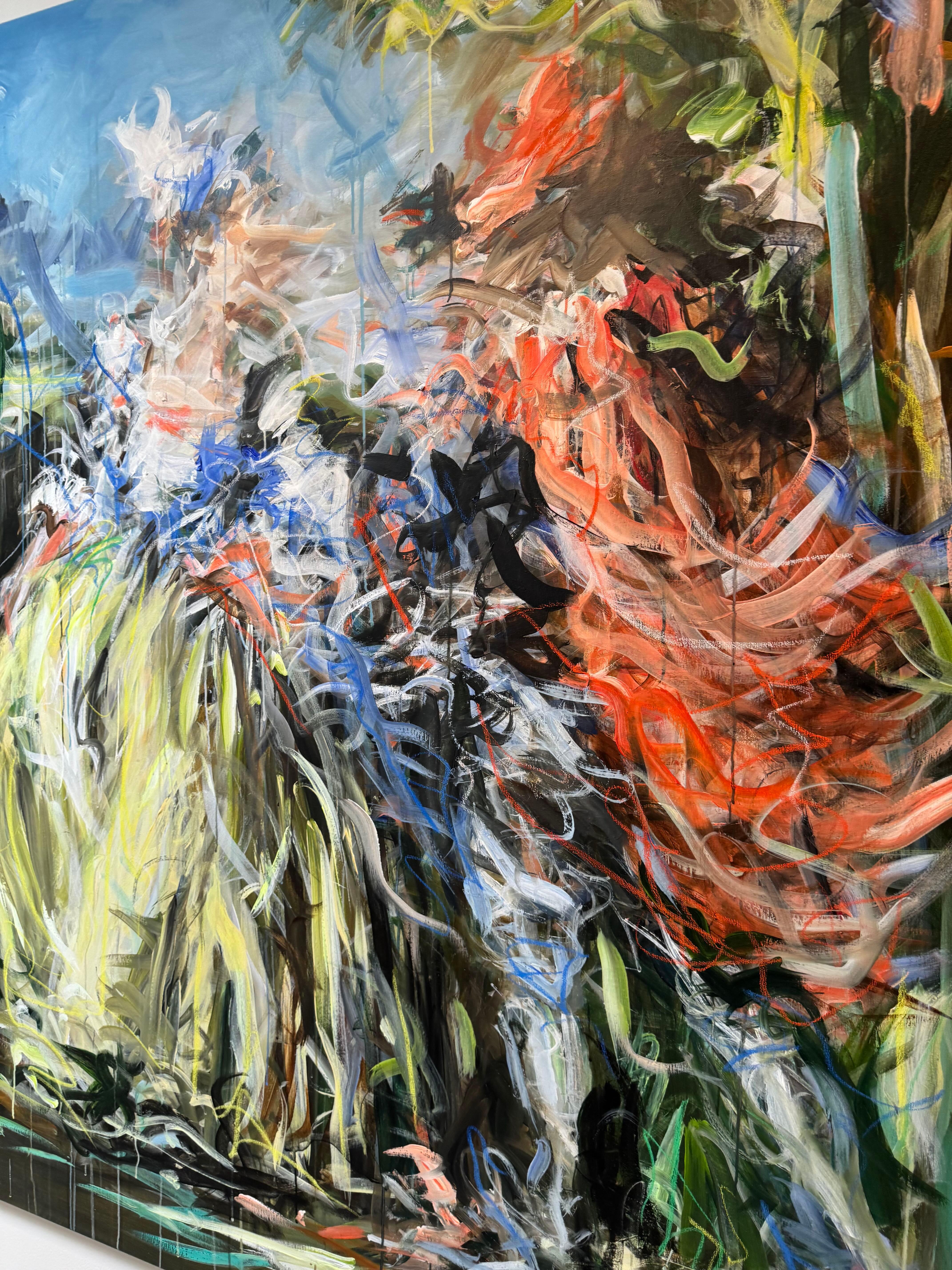 Portrait figuratif abstrait avec peinture Drip_Let's Dance de Mandy Racine en vente 2