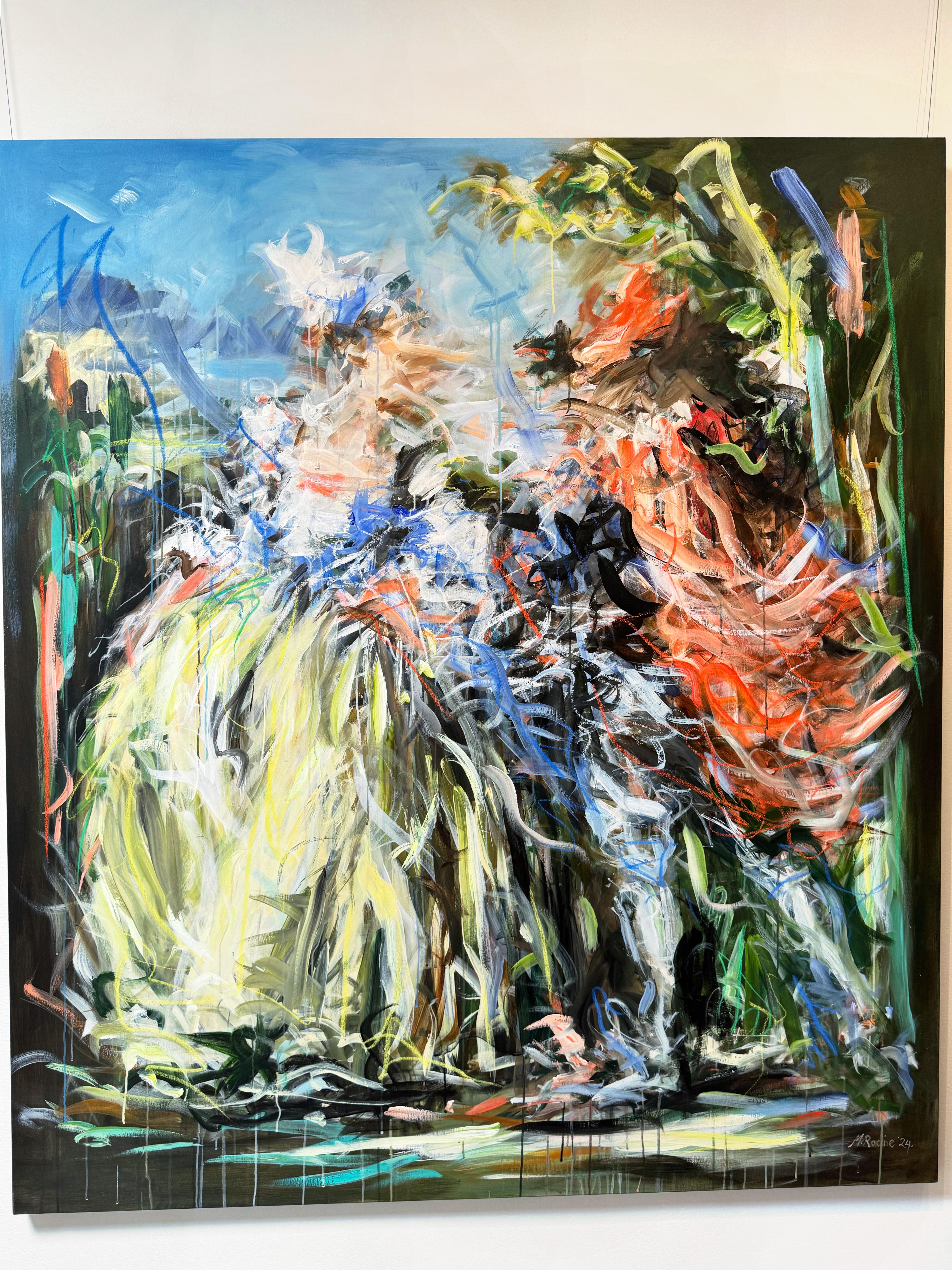 Portrait figuratif abstrait avec peinture Drip_Let's Dance de Mandy Racine en vente 4
