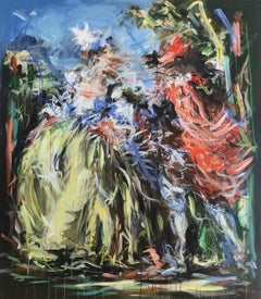 Abstract Figurative Portrait with Paint Drip_Let's Dance by Mandy Racine