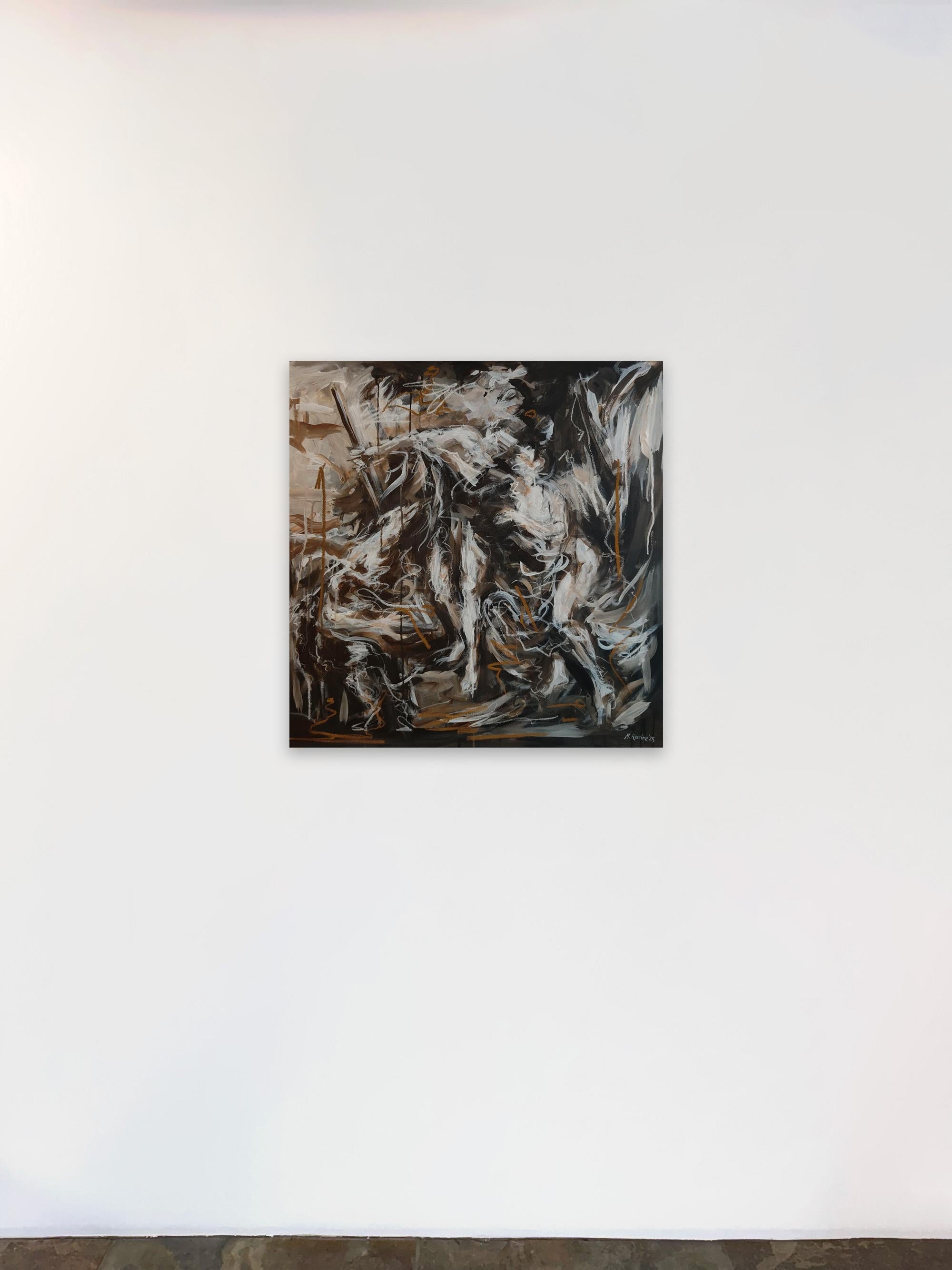 Abstract Figurative Portrait with Paint Drip_Venus & Adonis by Mandy Racine For Sale 1