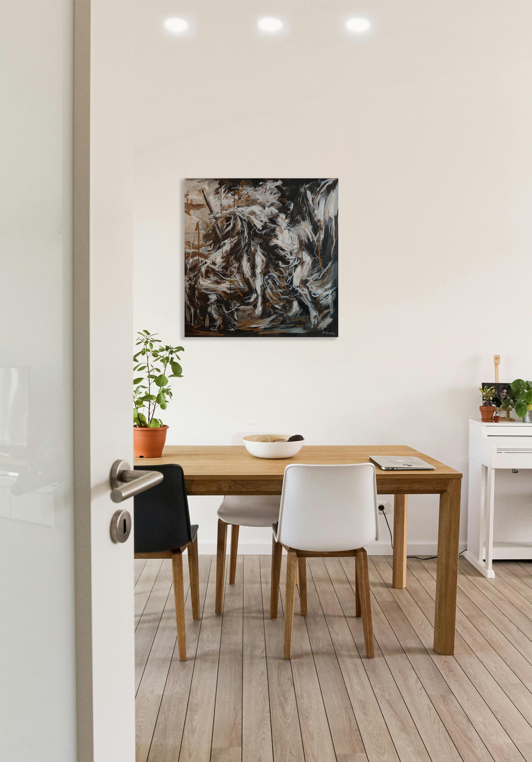 Abstract Figurative Portrait with Paint Drip_Venus & Adonis by Mandy Racine For Sale 3