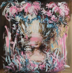 Portrait/Female Figurative/Abstract/Drip_Acrylic_Pretty In Pink_Mandy Racine