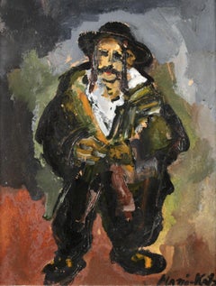 Peinture à l'huile - Portrait expressionniste de Mane-Katz - Jew haïdic