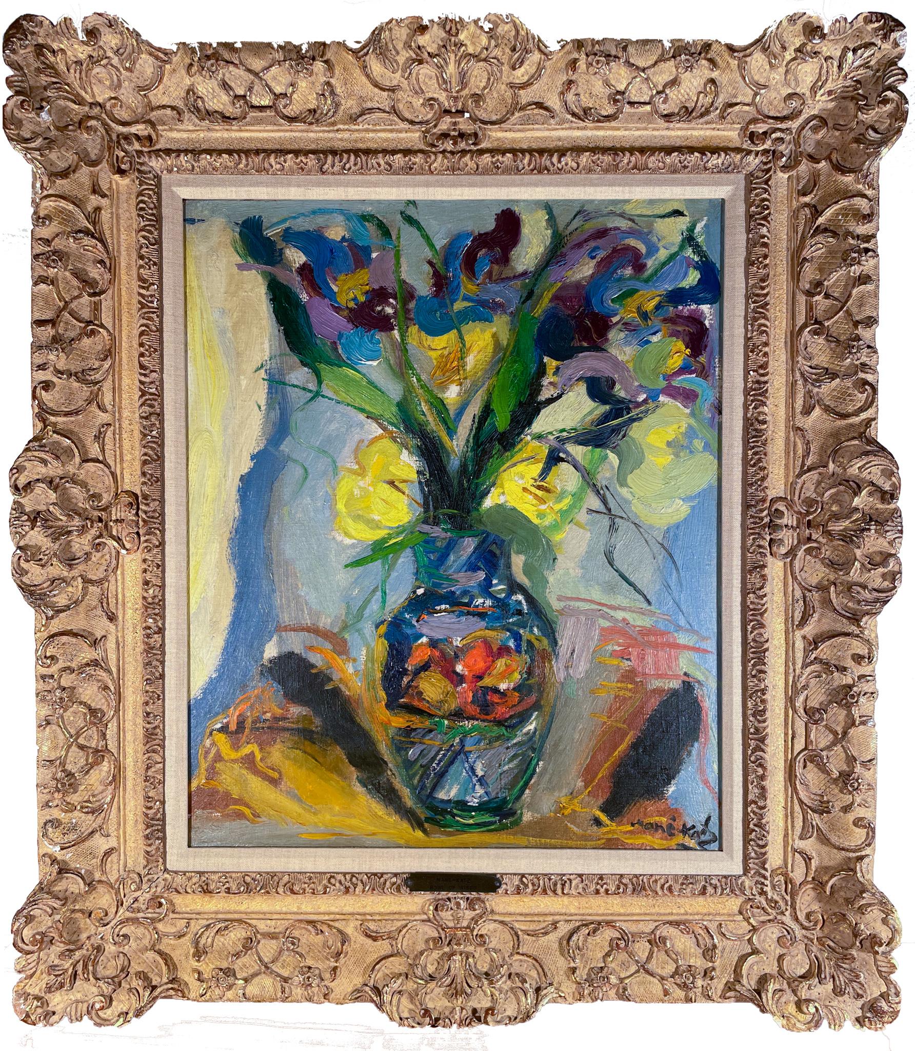 Bowl of Irises - Painting by Emmanuel Mané-Katz
