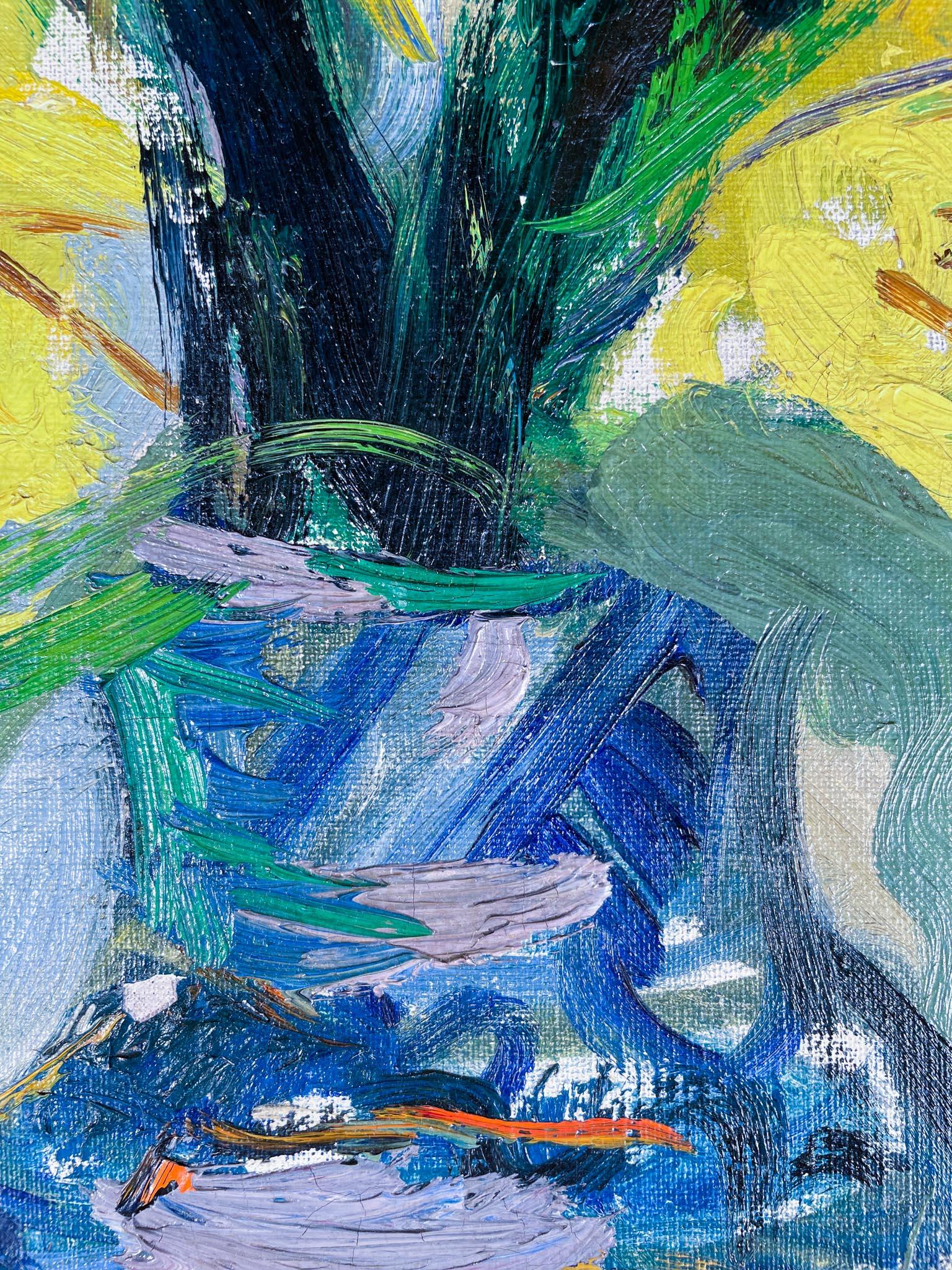 Bol d'irises - Marron Still-Life Painting par Emmanuel Mané-Katz