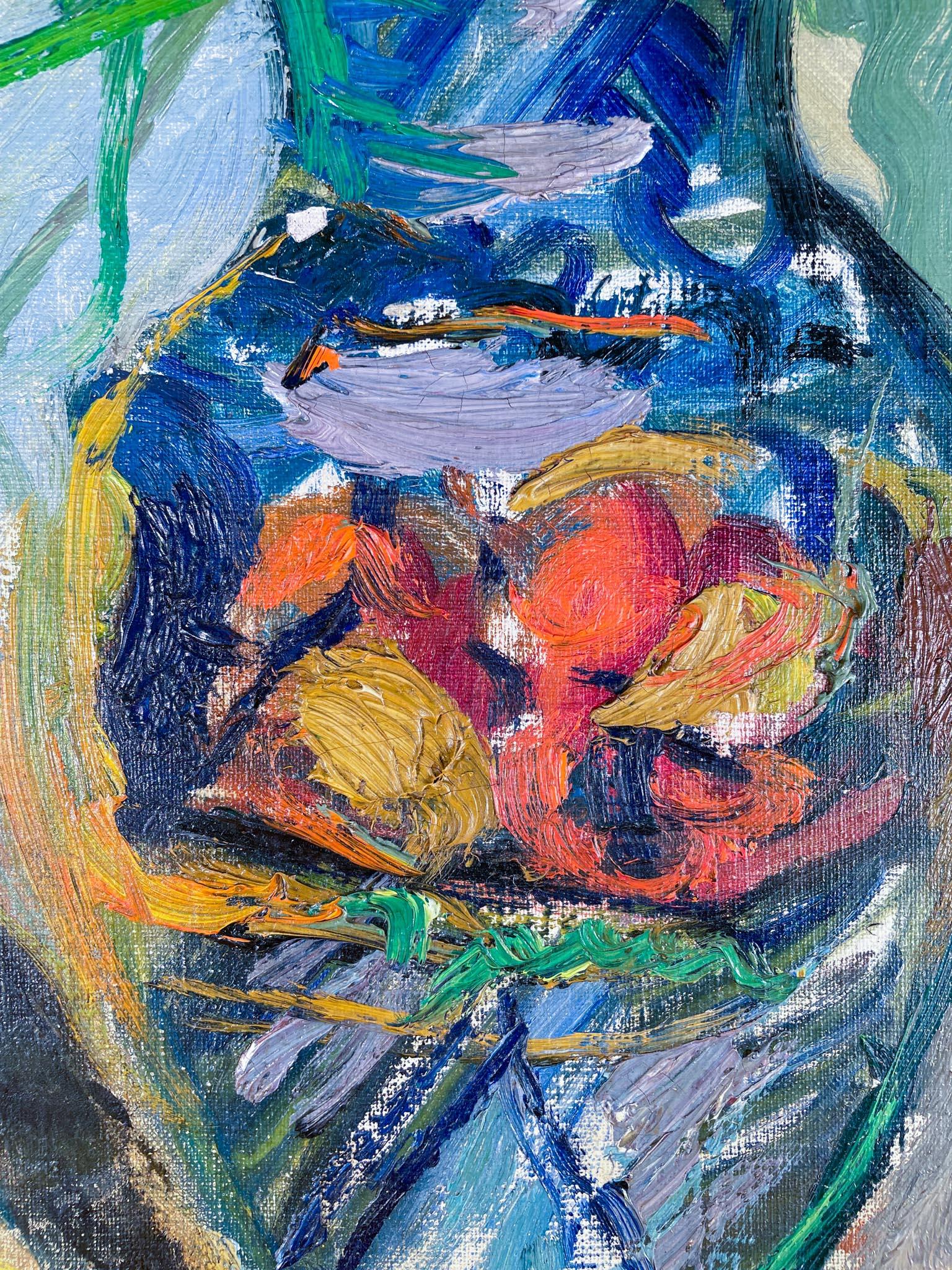 Bol d'iris, 1935, par Emmanuel Mané-Katz (1894-1962)
Huile sur toile
60,96 x 50,8 cm (24 x 20 pouces) non encadré
33 ½ x 29 ½ pouces encadré (85.09 x 74.93 cm)
Signé en bas à droite

Description :
Emmanuel Mané-Katz était un moderniste de premier