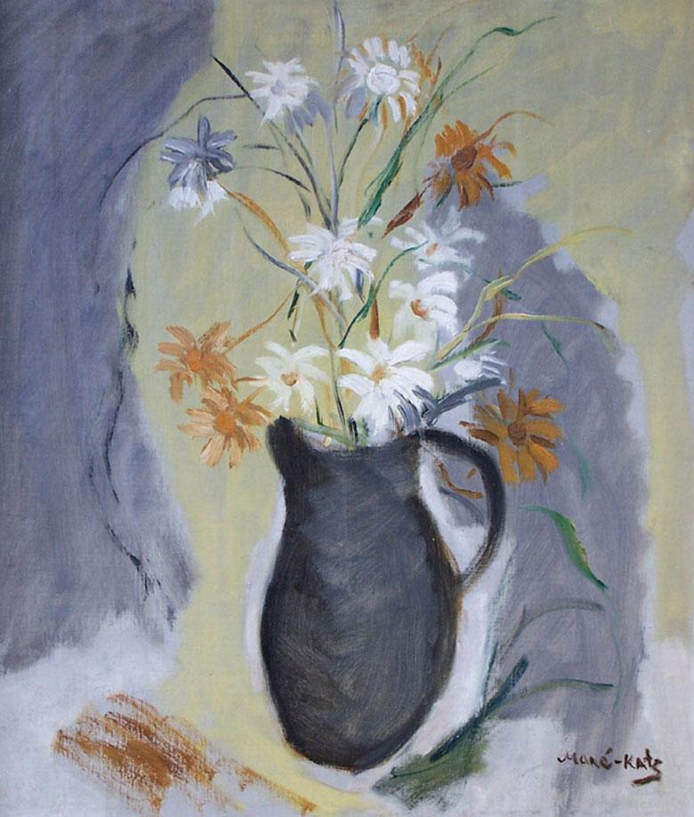 Mane Katz Still-Life Painting - Flowers - Russian Art Judaica