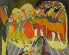 Le Fete, huile sur toile expressionniste moderne