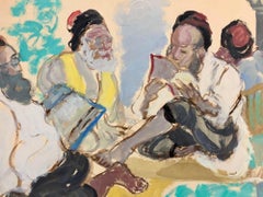 Ruso Francés Judaica Judío Pintura al gouache Rabino sefardí, Jerusalén Israel