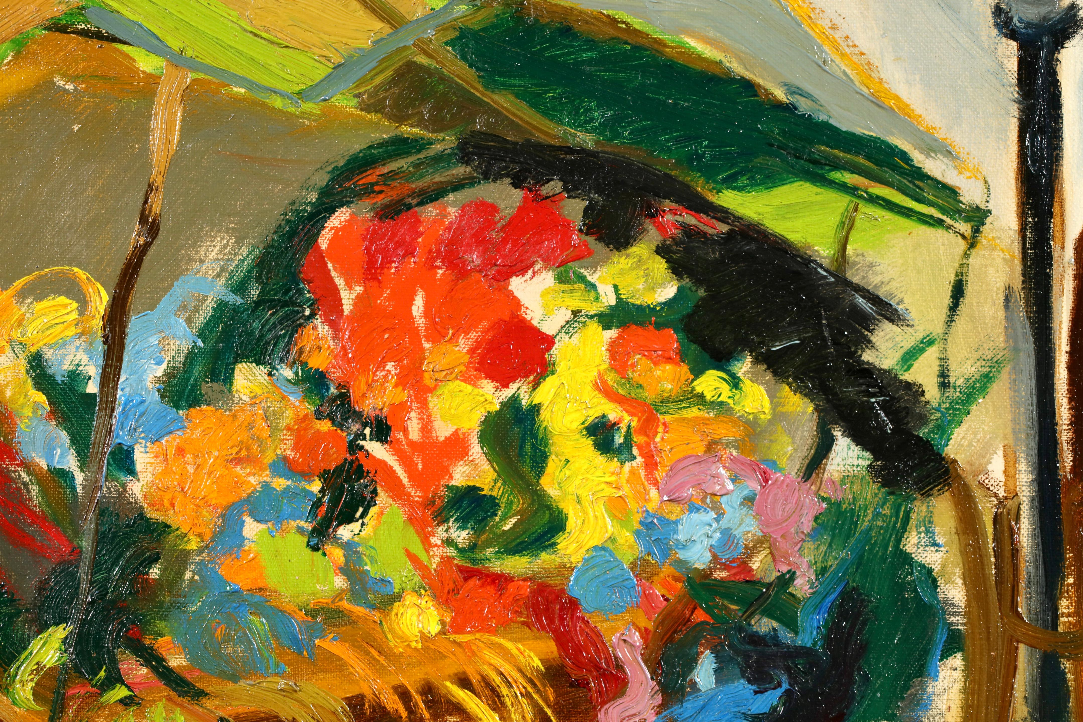 La charrette à fleurs - Paysage expressionniste peint à l'huile par Mane Katz en vente 6