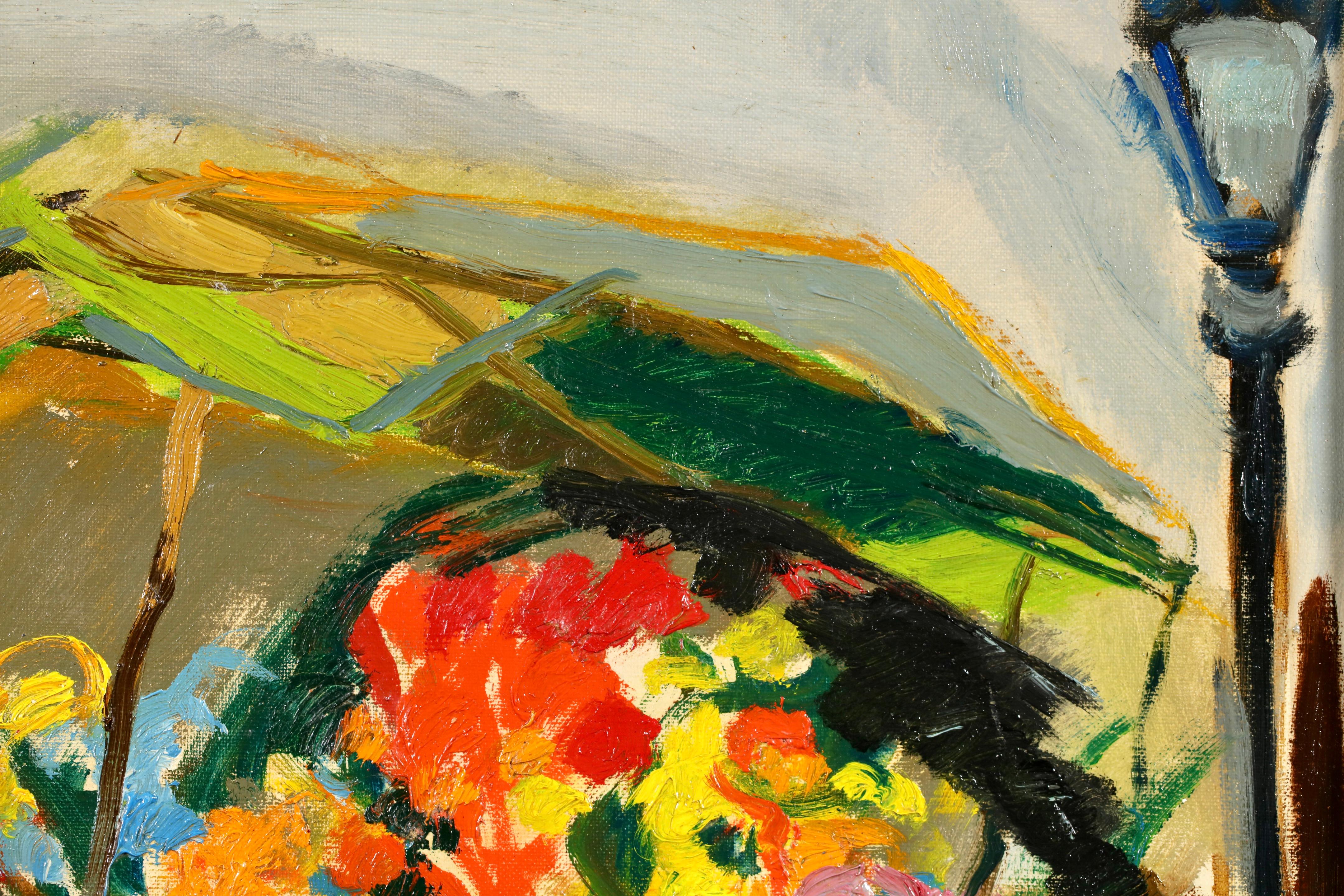 La charrette à fleurs - Paysage expressionniste peint à l'huile par Mane Katz en vente 7