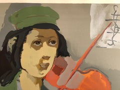 Colorful Russian French Judaica Jewish Shtetl Wedding Lithograph Mourlot Paris