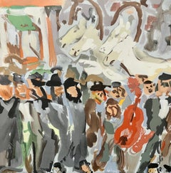 Colorful Russian French Judaica Jewish Shtetl Wedding Lithograph Mourlot Paris