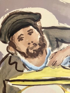 Colorful Russian French Judaica Jewish Shtetl Wedding Lithograph Mourlot Paris