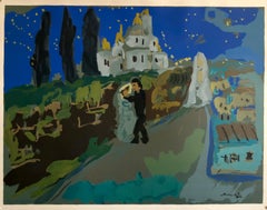 Lithographie de mariage juive russe et française colorée Mourlot Paris