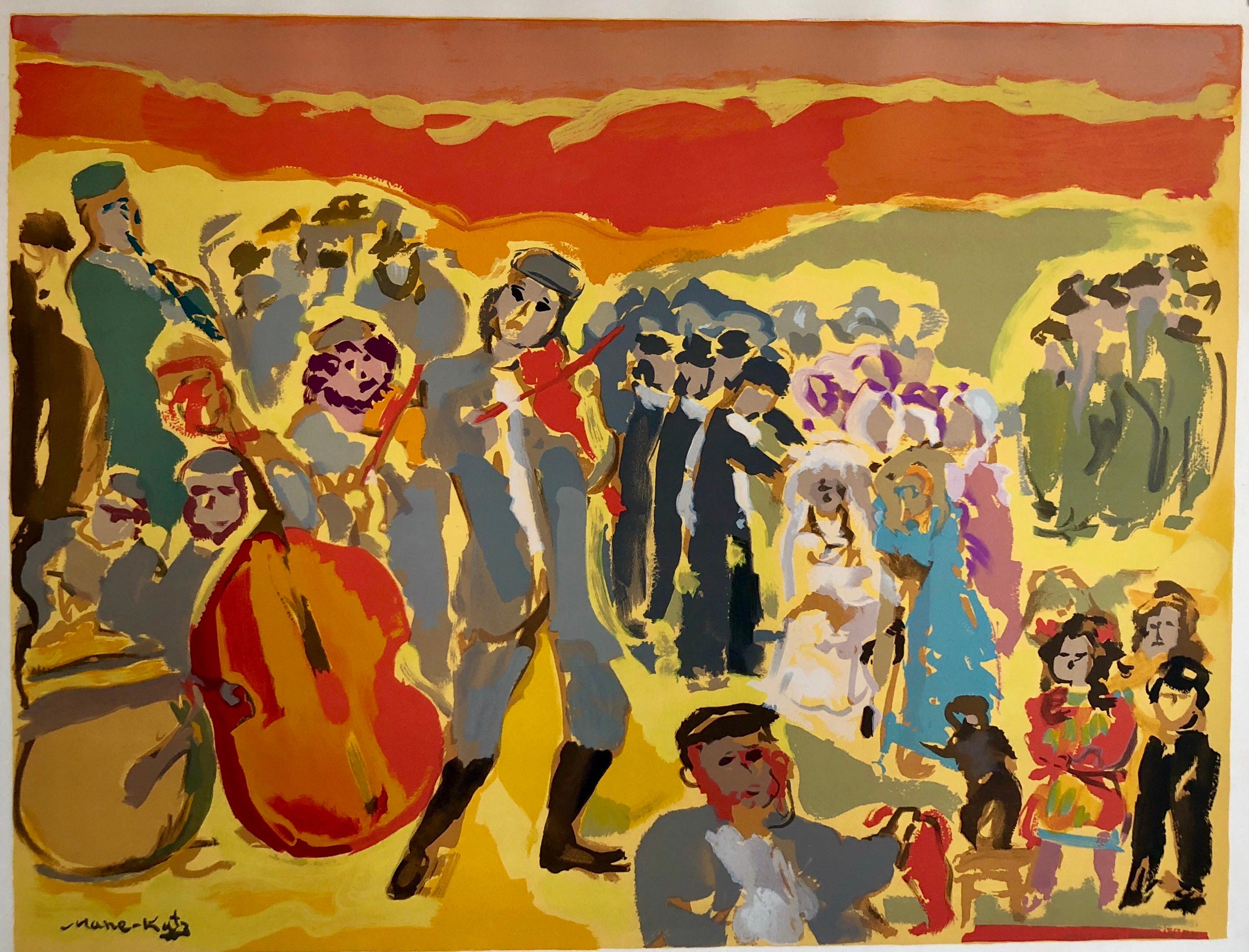 Lithographie de mariage juive russe et française colorée Mourlot Paris