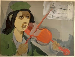 Colorful Russian French Judaica Jewish Shtetl Wedding Lithograph Mourlot Paris