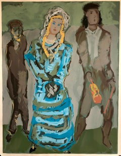 Russian French Judaica Jewish Bride Shtetl Wedding Lithograph Mourlot Paris