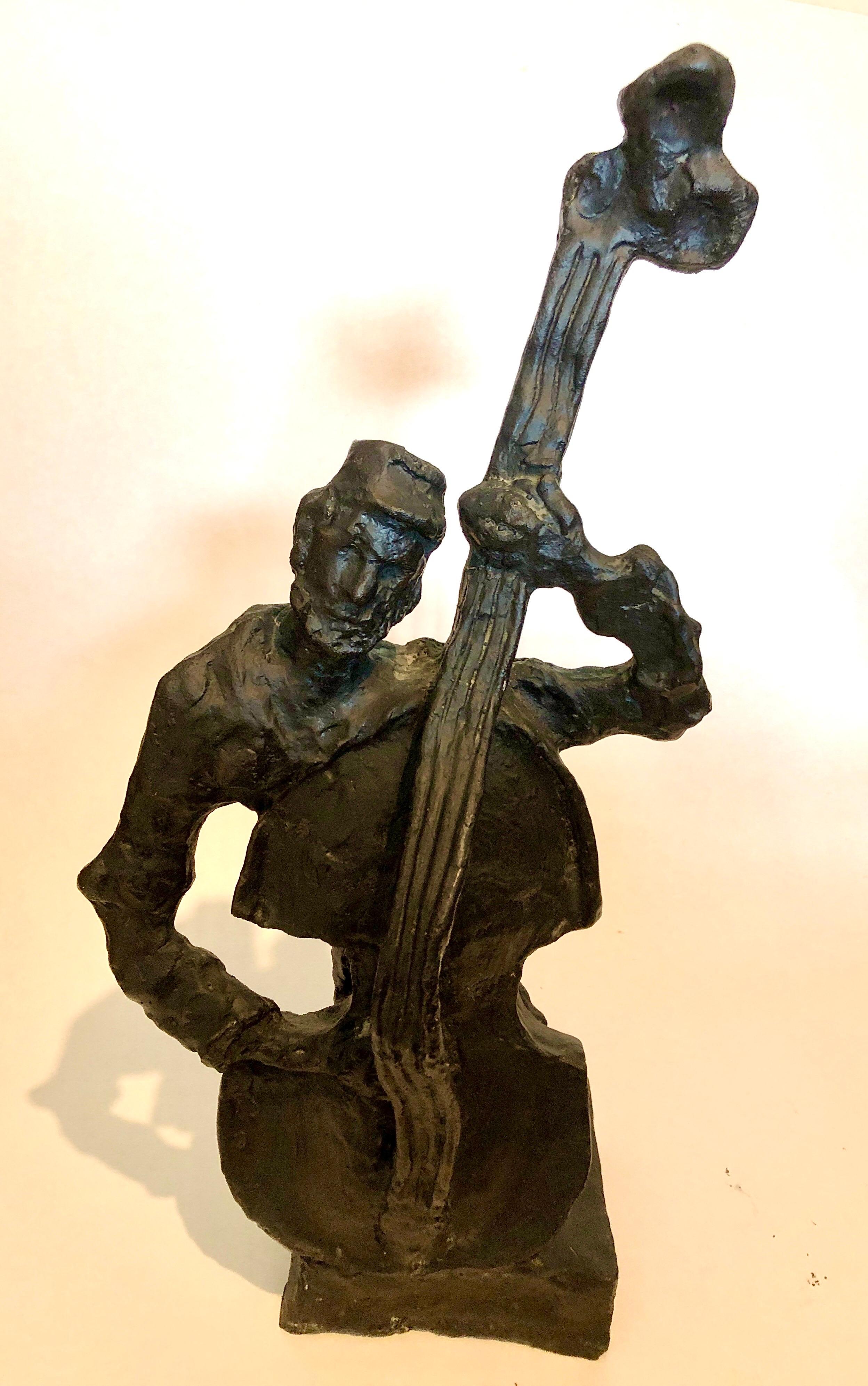 Ruso Francés Judaica Judío Shtetl Boda Músico Klezmer Escultura de Bronce - Sculpture de Mane Katz
