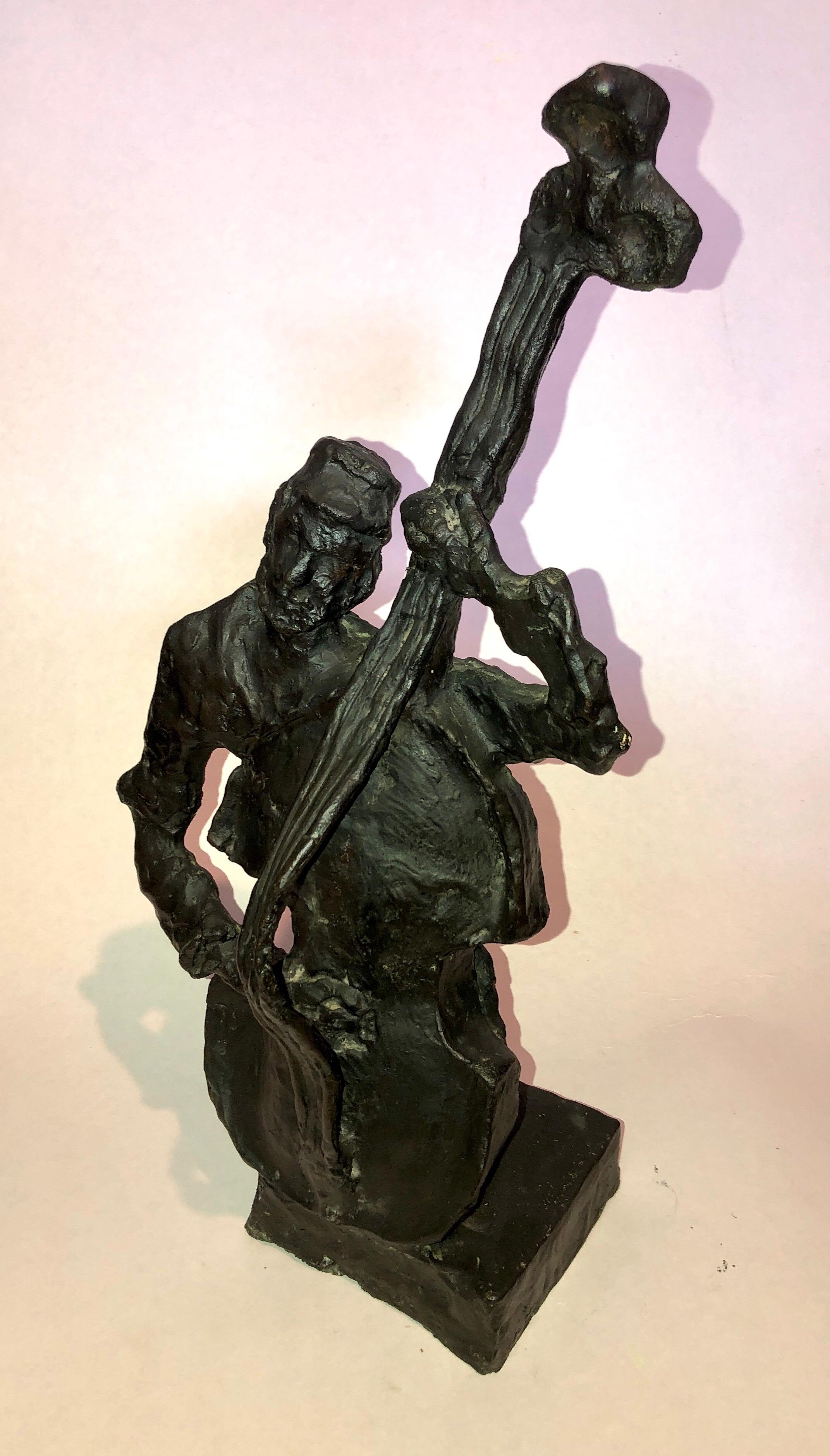 Ruso Francés Judaica Judío Shtetl Boda Músico Klezmer Escultura de Bronce - Sculpture Moderno de Mane Katz